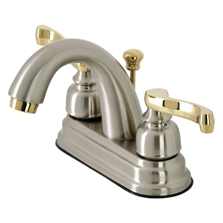 Kingston Brass KB5619FL 4" Centerset Bathroom Faucet, Brushed Nickel/Polished Brass KB5619FL